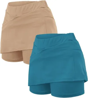 2025 Women's Plus Size Shorts,Women's Knee Length Skorts Skirts Tennis Athletic Golf Causal Skort with Pockets