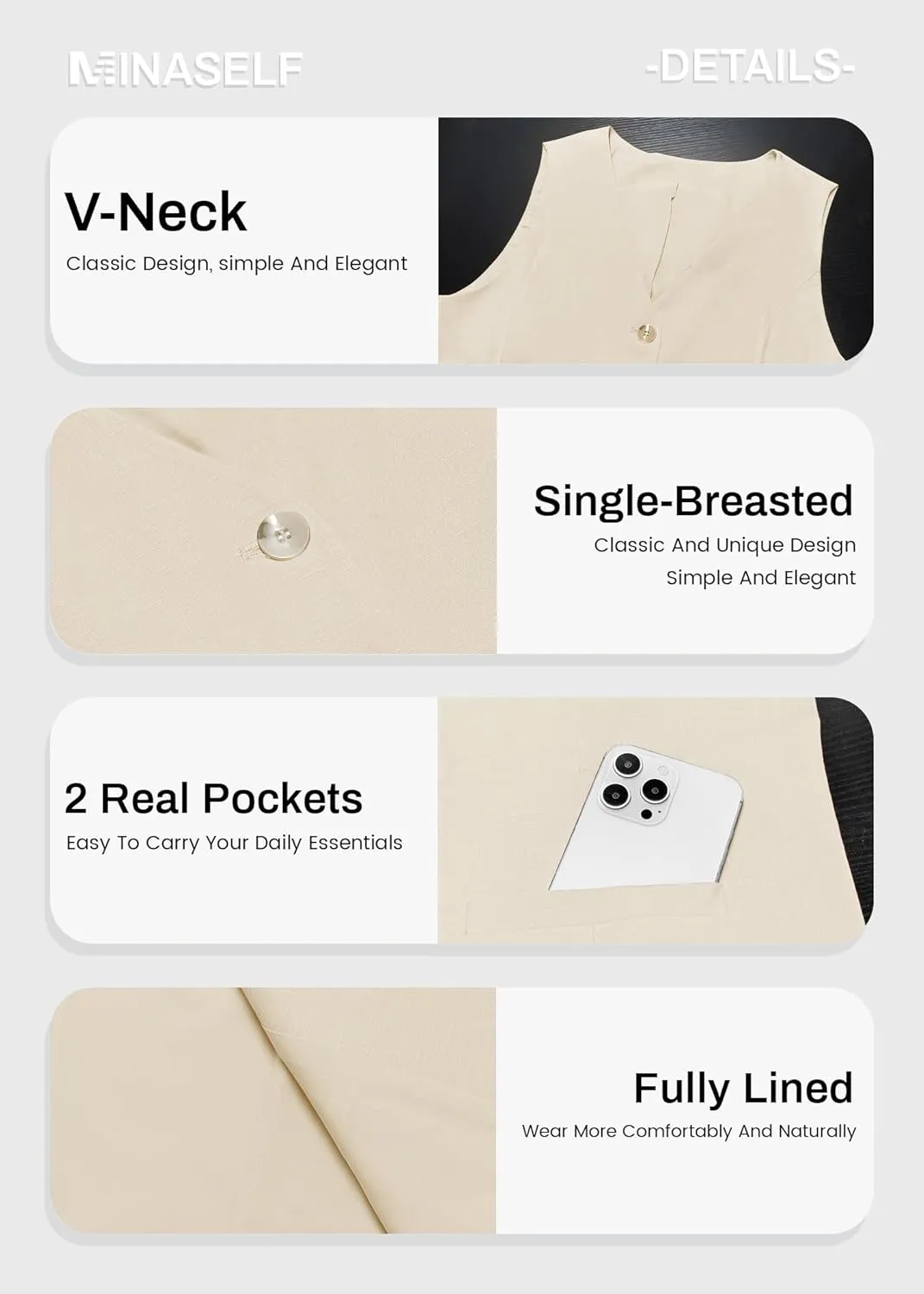 2025 Women's Summer Linen Vest Blazer Long Y2K Lightweight Fully-Lined V-Neck Fashion Casual Jackets Tops Pockets