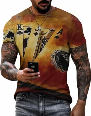 3D Poker Shirts for Men Funny Graphic Workout Tees Shirt Casual Short Sleeve Tshirt Vintage T Shirt Summer Shirts Men