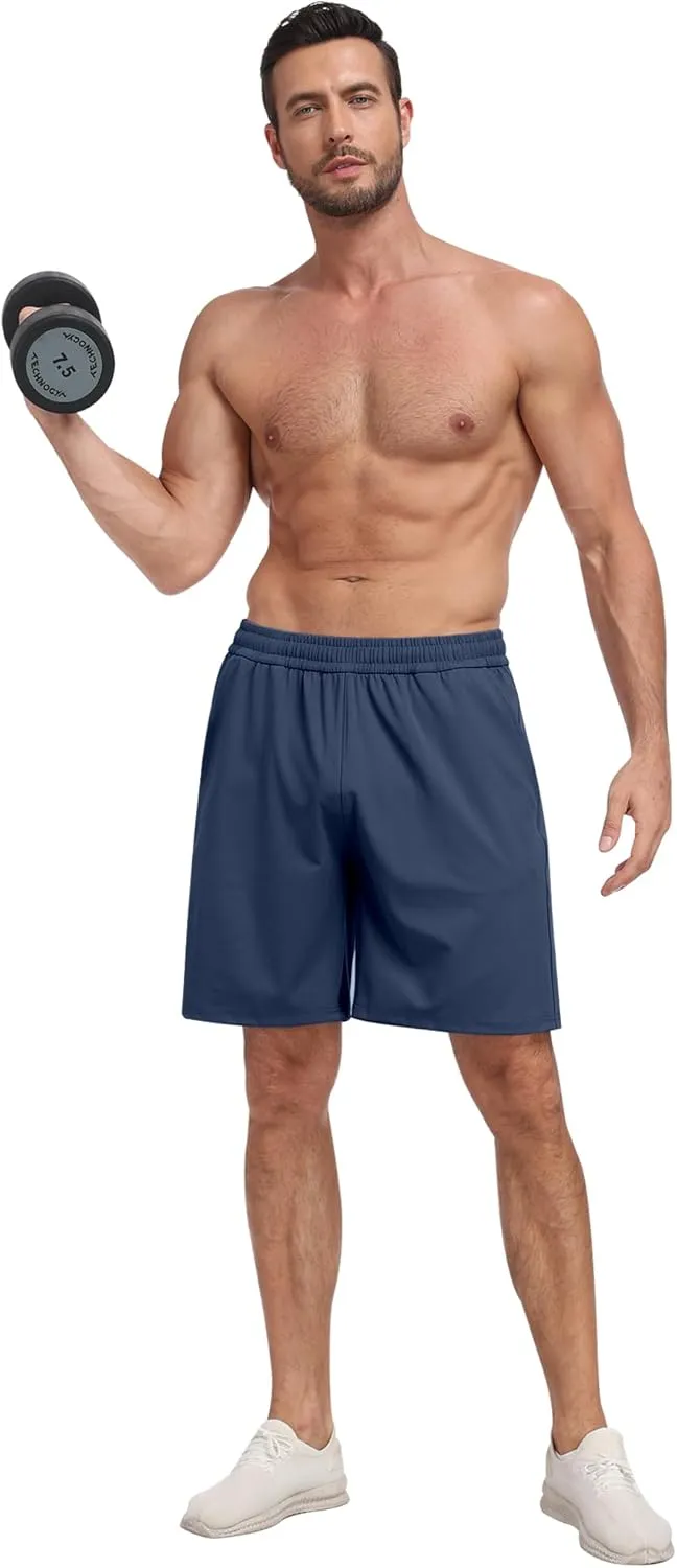4 Pack Men's Athletic Gym Shorts with Pockets,Running Workout Basketball Hiking Shorts for Men