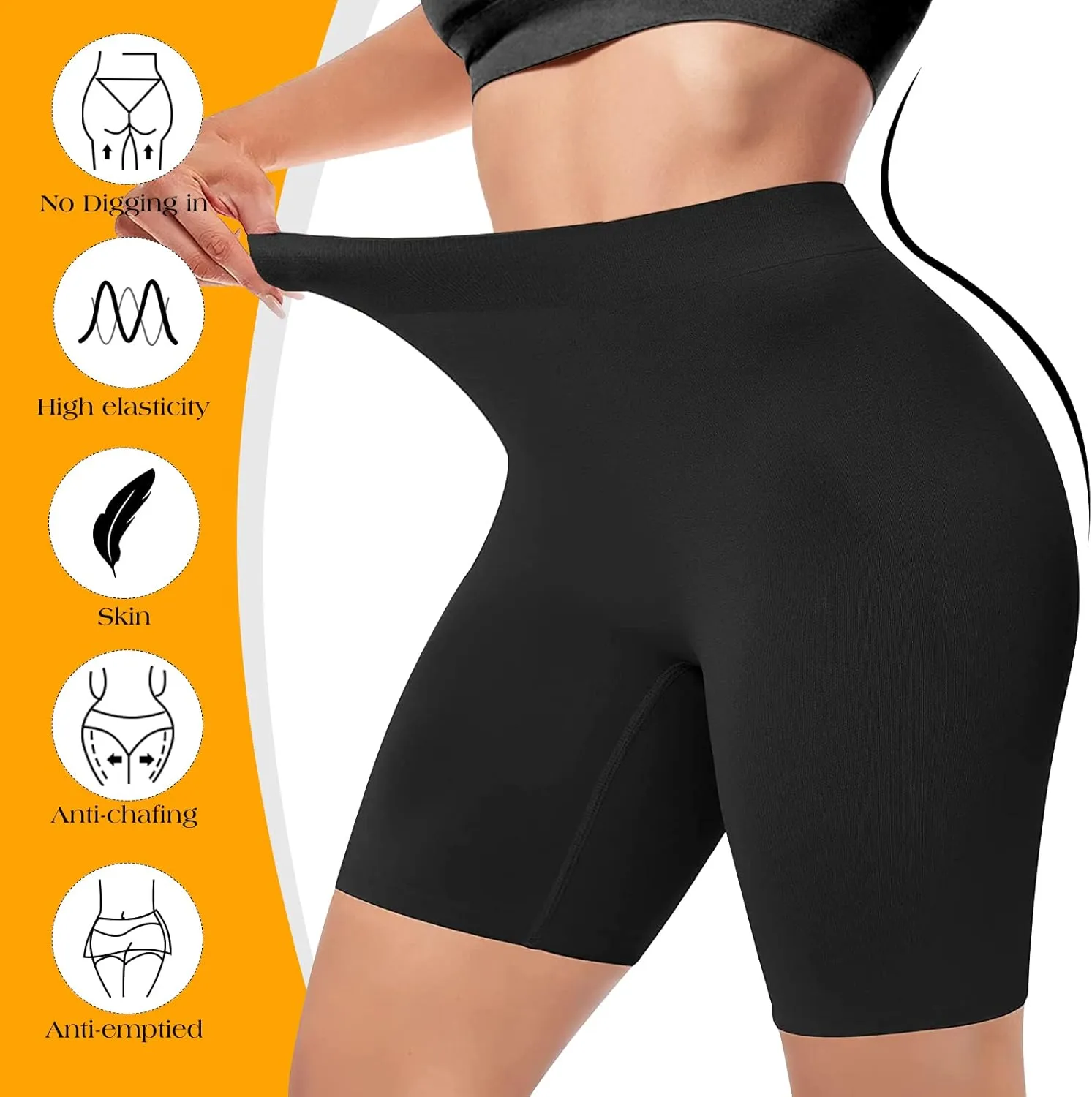 4 Pack Seamless Anti Chafing Slip Shorts for Women Under Dresses, Smooth Boy Shorts Underwear for Summer
