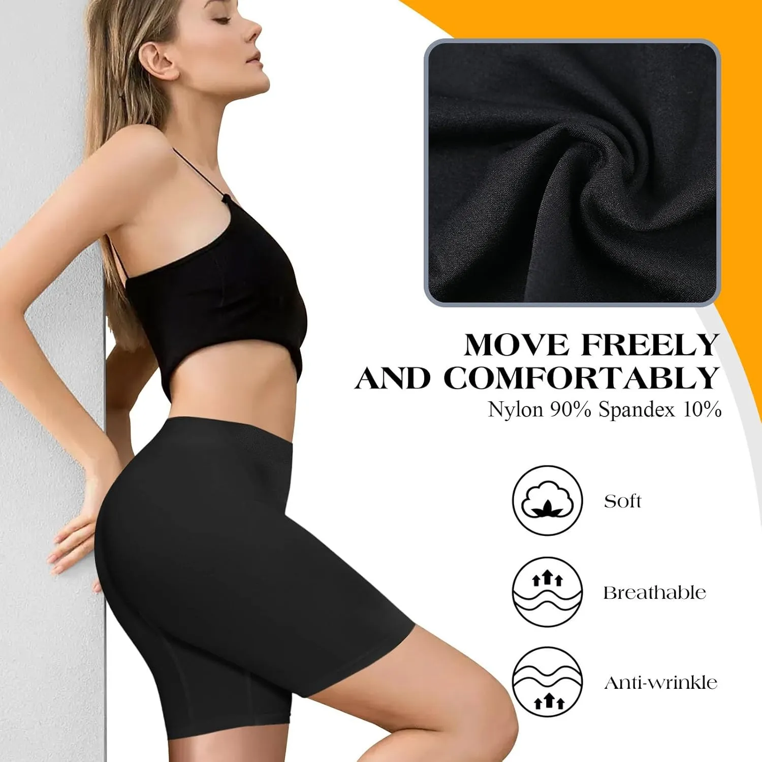 4 Pack Seamless Anti Chafing Slip Shorts for Women Under Dresses, Smooth Boy Shorts Underwear for Summer