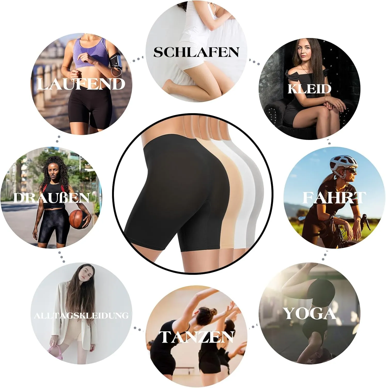 4 Pack Seamless Anti Chafing Slip Shorts for Women Under Dresses, Smooth Boy Shorts Underwear for Summer