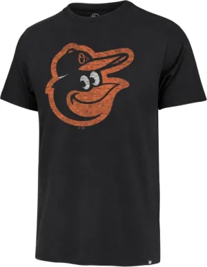 47 MLB Men's Team Color Distressed Imprint Primary Logo Wordmark Short Sleeve Baseball T-Shirt