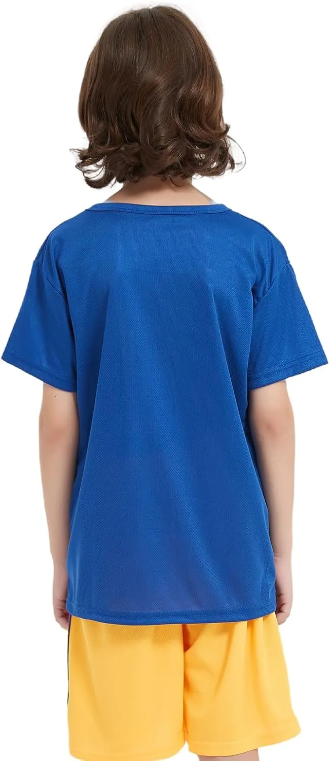6 Pack Boys Youth Kids Mesh Athletic Quick Dry T Shirts Short Sleeve Moisture Wicking Tee Shirts Active Tops (Age 4-18)