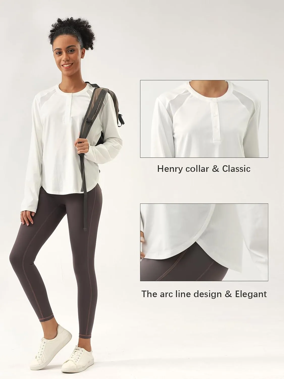 AARYA Women's Lightweight Long Sleeve Workout Shirts - Quick Dry Cotton Yoga & Running Tops, Athletic Active Tee