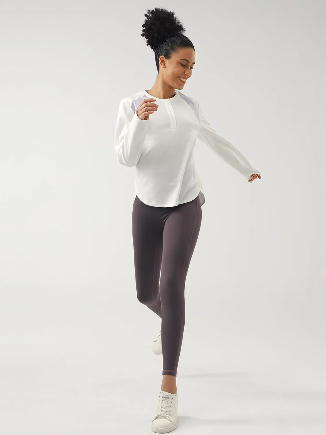 AARYA Women's Lightweight Long Sleeve Workout Shirts - Quick Dry Cotton Yoga & Running Tops, Athletic Active Tee