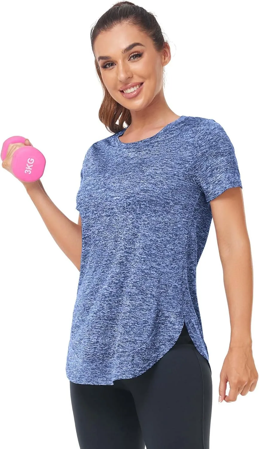 Absttith Women's Short Sleeve Workout Shirts Athletic Casual Tops Quick Dry Gym Soprt Tee Side Split
