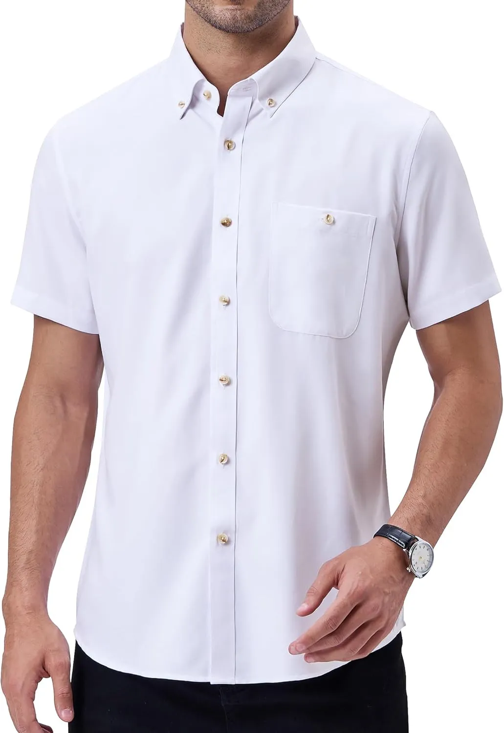 Alimens & Gentle Men's Casual Linen Shirts Short Sleeve Button Down Summer Beach Casual Shirt