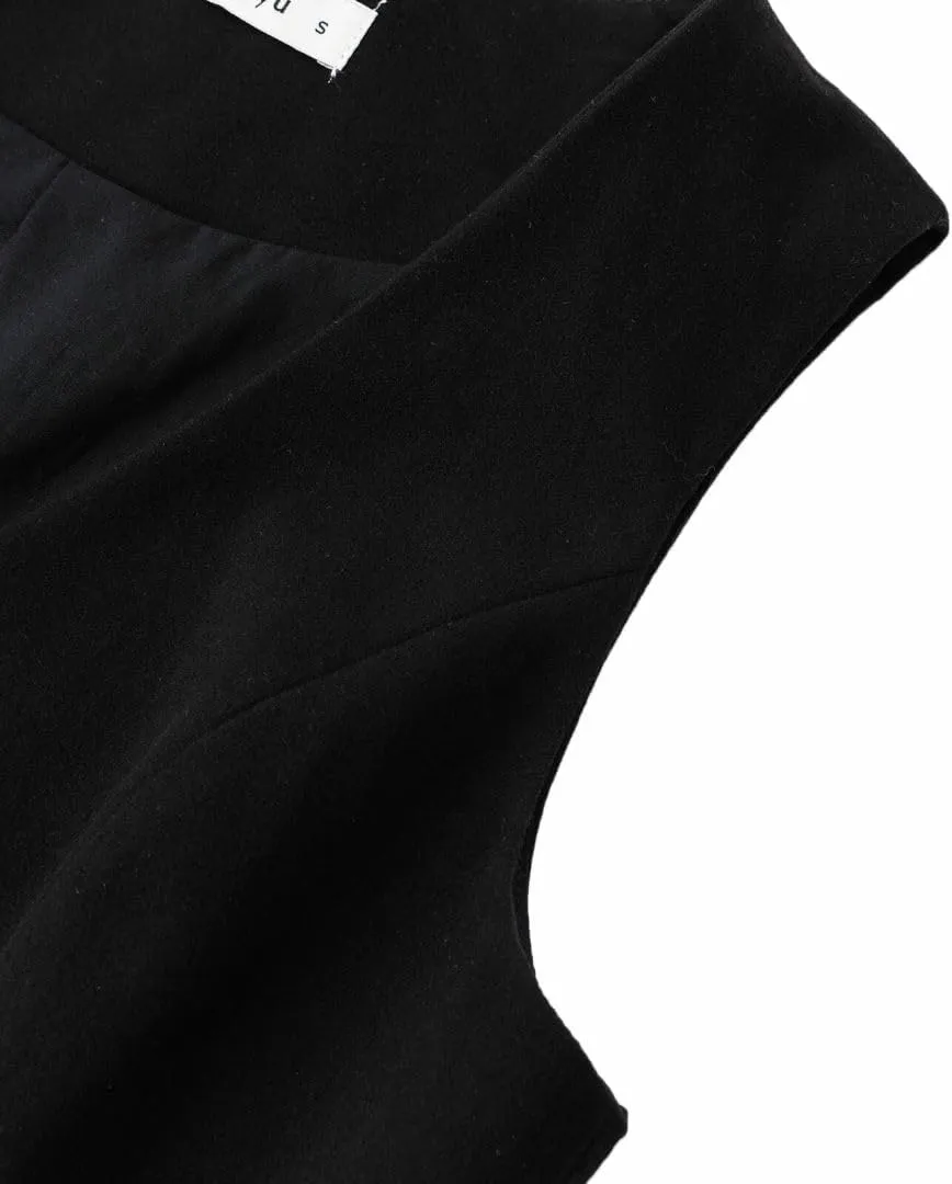 Amazhiyu Women's Wool Button-up Sleeveless Waistcoat Vest Crop Top with Pockets