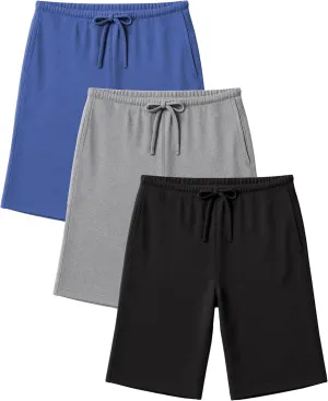 Andrew Scott Men's 3 Pack Soft & Light Cotton Drawstring Yoga Lounge & Sleep Jam Shorts/Jersey Shorts with Pockets