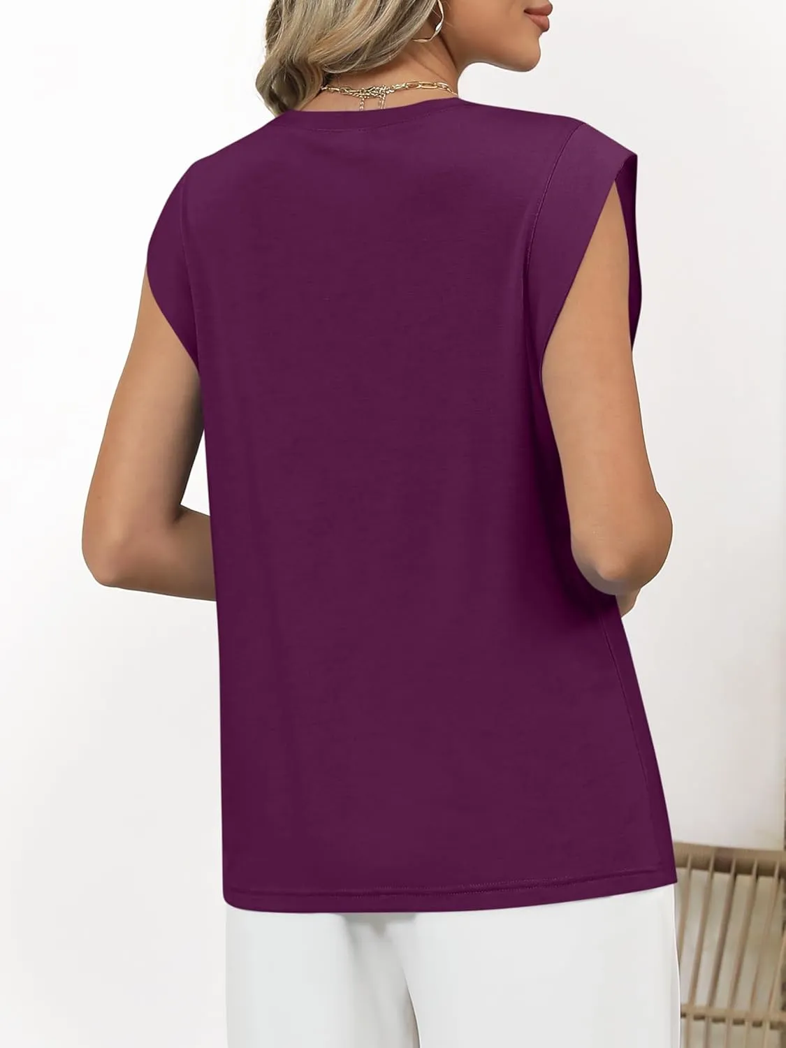 ANRABESS Tank Top for Women Summer Dressy Casual Loose Fit Pleated Shirts Cap Sleeve Tshirts 2025 Trendy Outfits Clothes