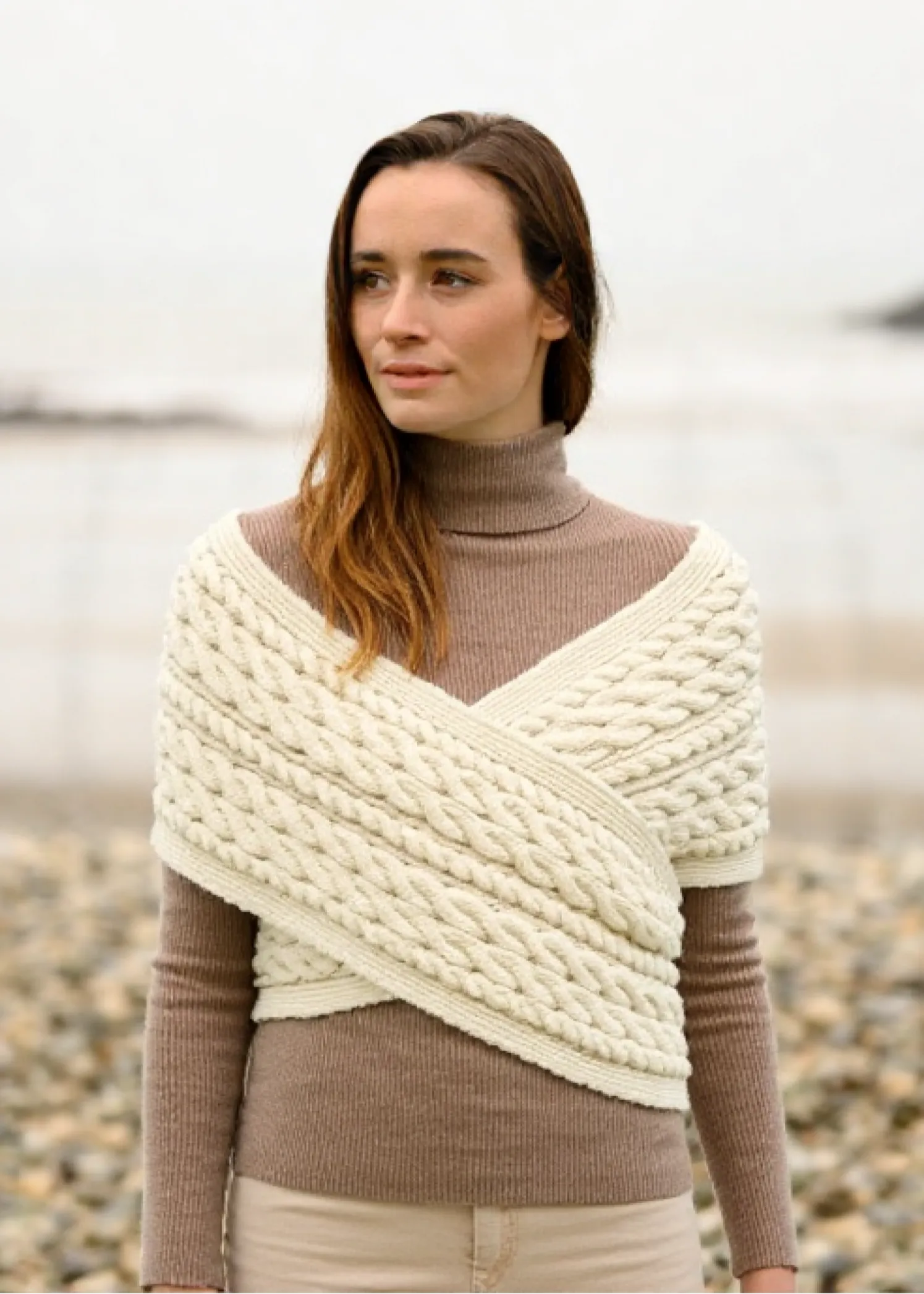 Aran Crossover Wrap | Natural