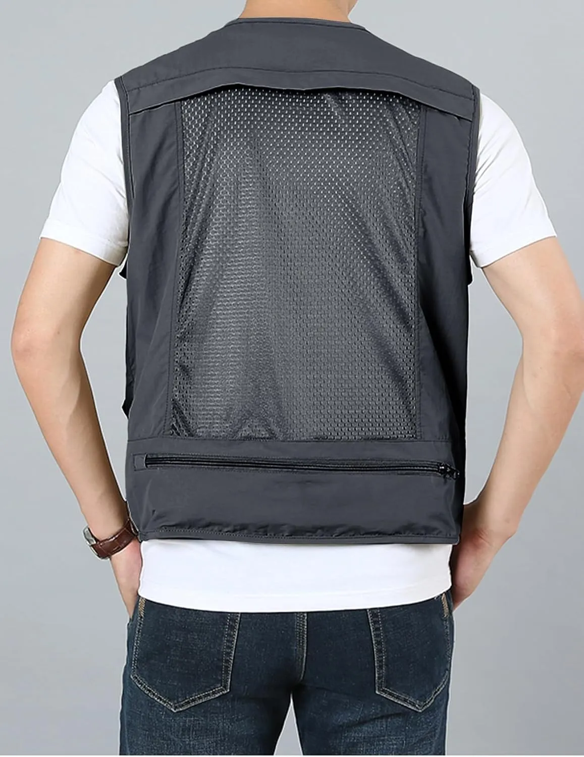 Arssm Men's Fishing Vest Outdoor Cargo Safari Hiking Travel Casual Lightweight Utility Vest With Pockets
