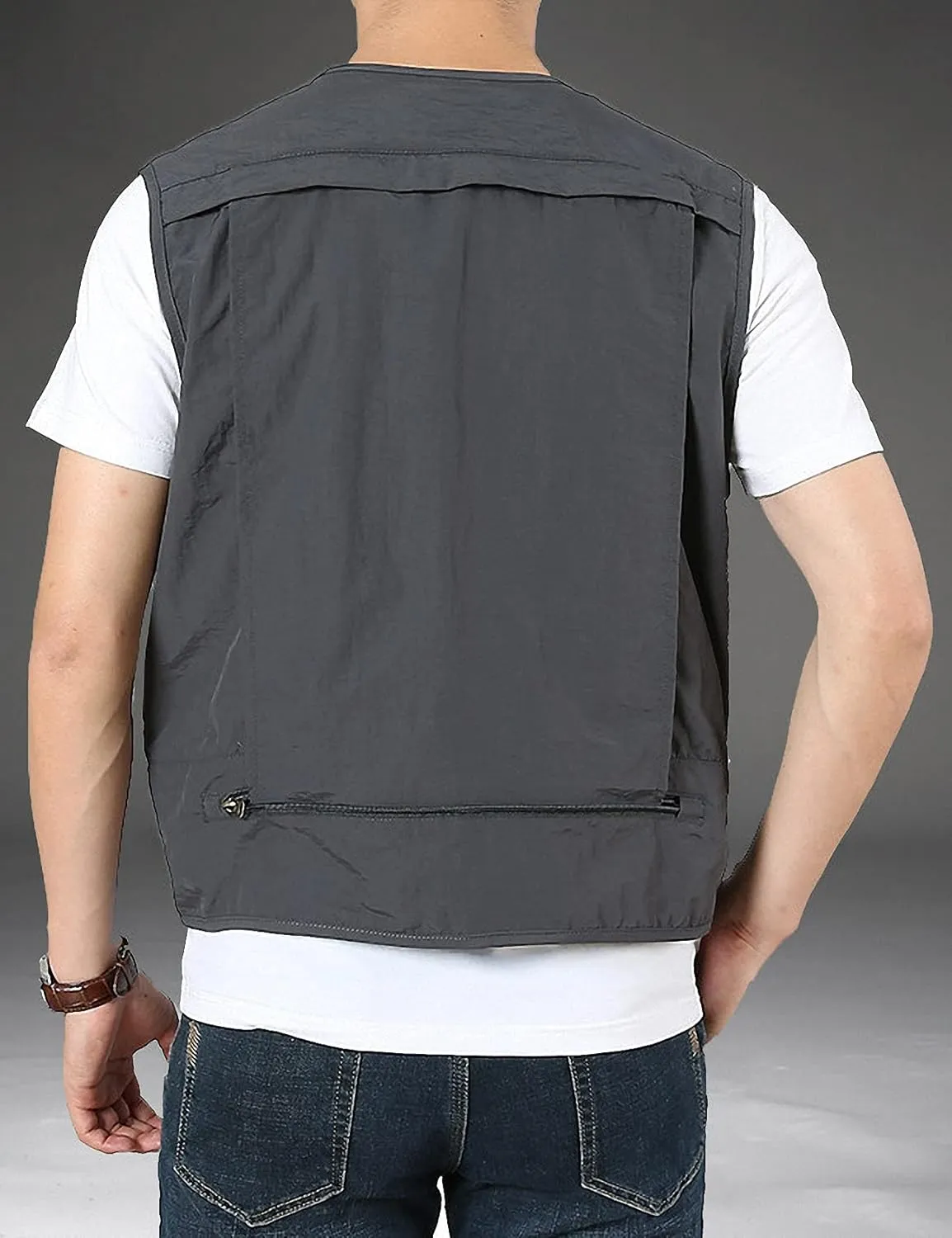 Arssm Men's Fishing Vest Outdoor Cargo Safari Hiking Travel Casual Lightweight Utility Vest With Pockets
