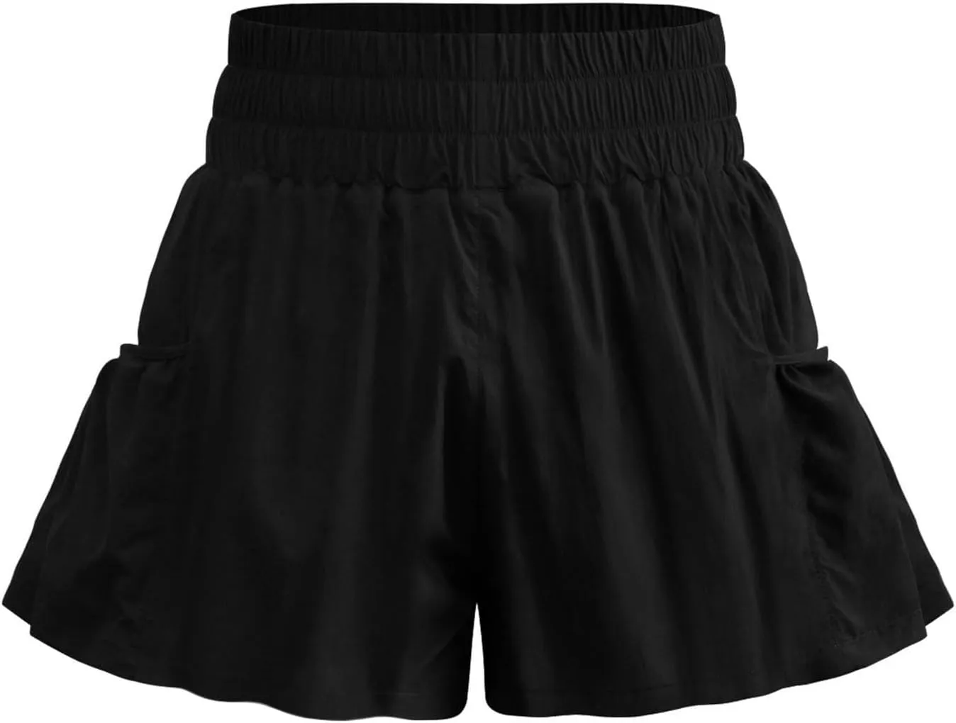 Athletic Skorts for Women Ruffle Hem Elastic High Waisted Running Workout Skirt Wide Leg Lightweight Gym Shorts with Pockets