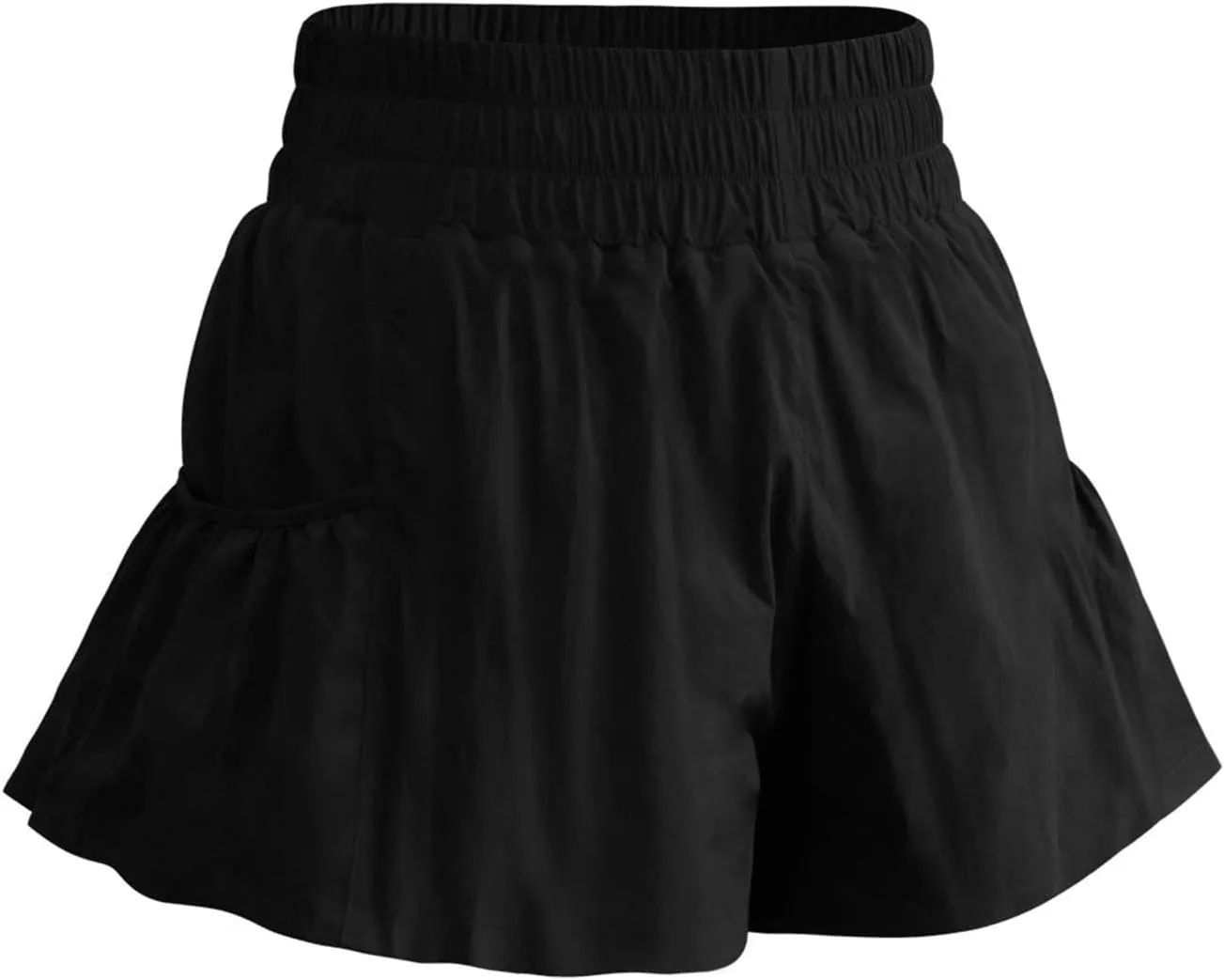 Athletic Skorts for Women Ruffle Hem Elastic High Waisted Running Workout Skirt Wide Leg Lightweight Gym Shorts with Pockets