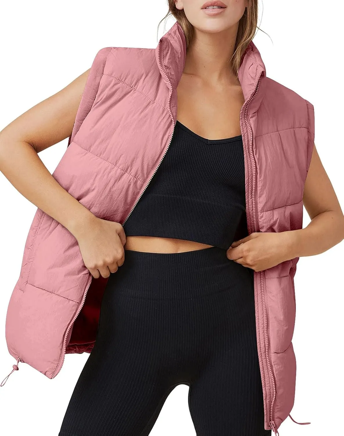 AUTOMET Puffer Vest Women Sleeveless Zip Up Outerwear Warm Puffer Lightweight Down with Pocket Fall Winter Jackets Coats 2025