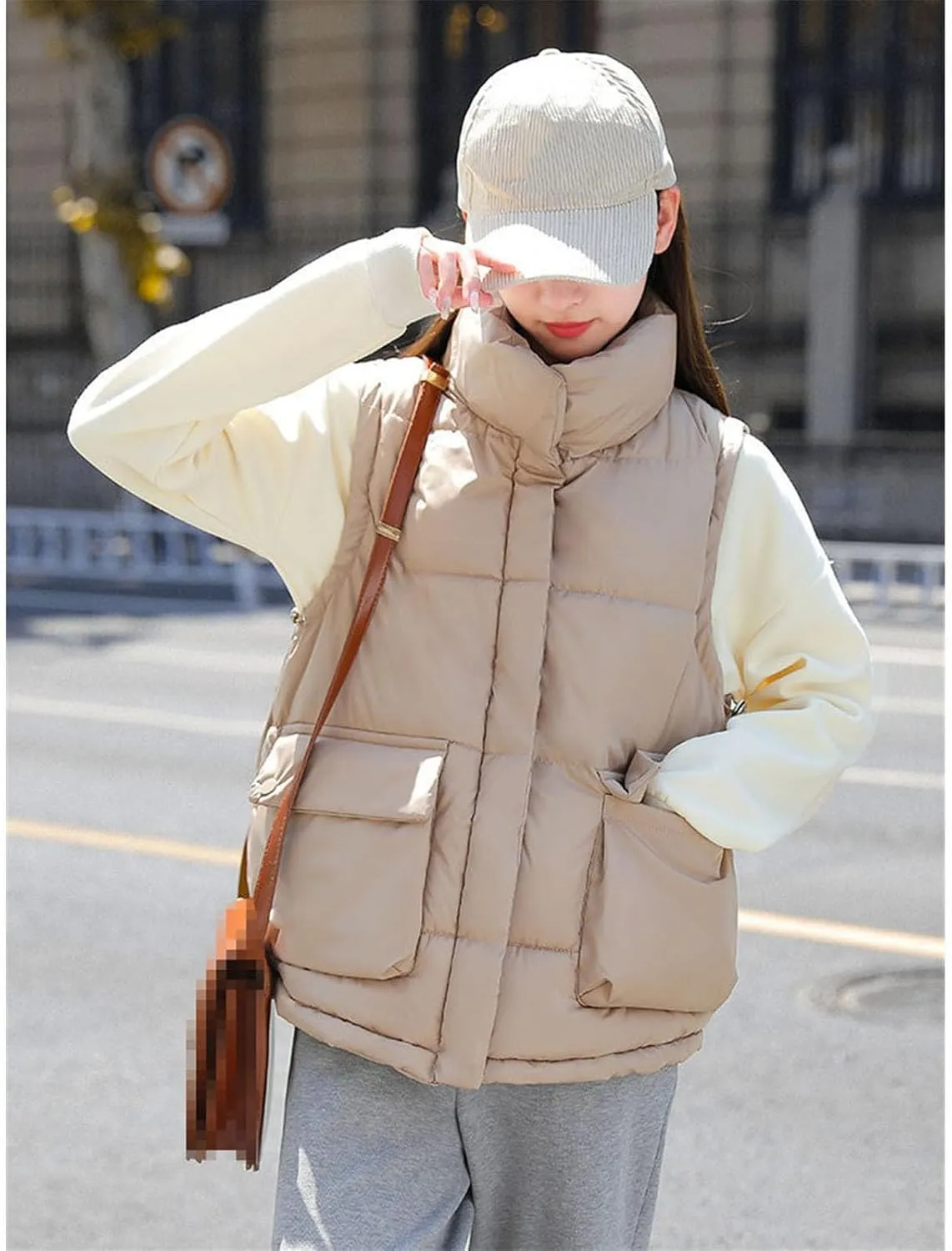 Autumn Winter Cotton Down Vest Jacket For Women Loose Warm Causal Cotton Padded Sleeveless Female Winter Waistcoat
