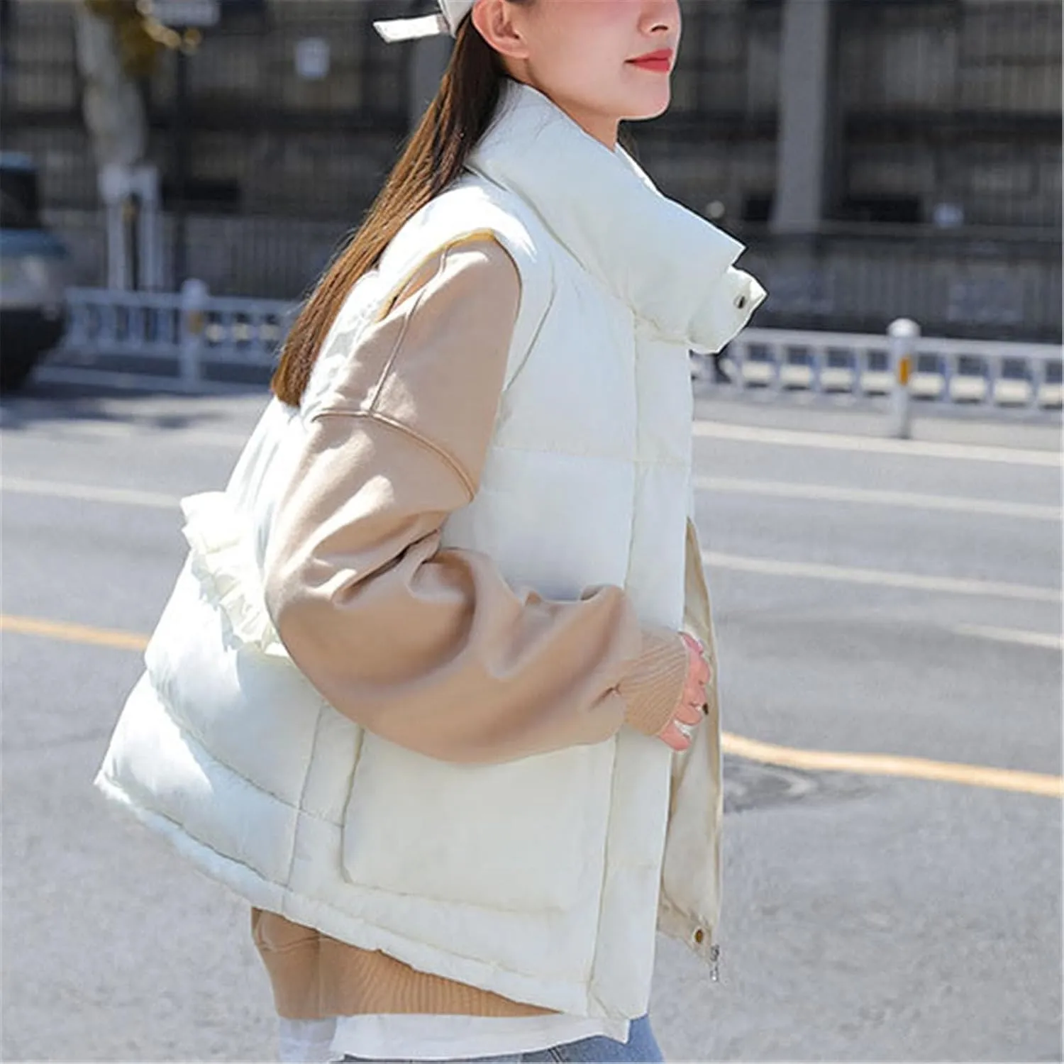 Autumn Winter Cotton Down Vest Jacket For Women Loose Warm Causal Cotton Padded Sleeveless Female Winter Waistcoat