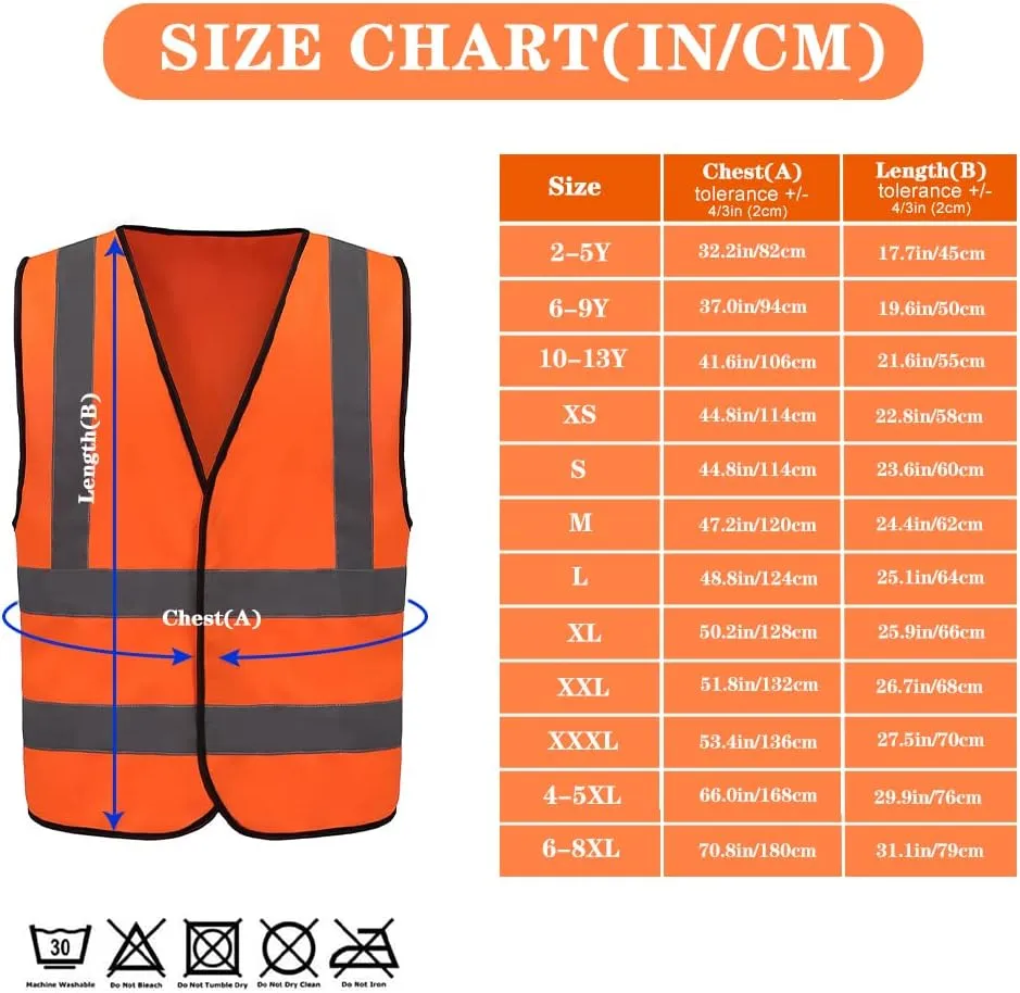 AYKRM 12 colour High visibility viz vest hi vis viz reflective work construction safety vest (XS-8XL)