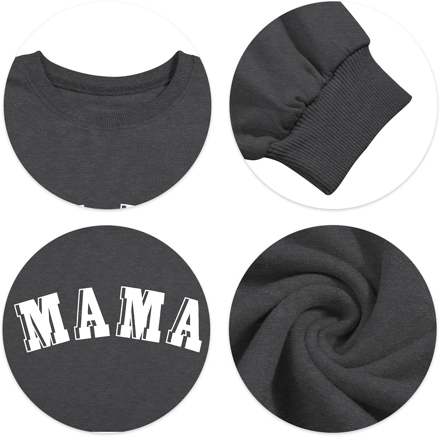 BANGELY Oversized Mama Sweatshirt Women Mom Life Letter Print Pullover Top Casual Crewneck Long sleeve Lightweight Tee