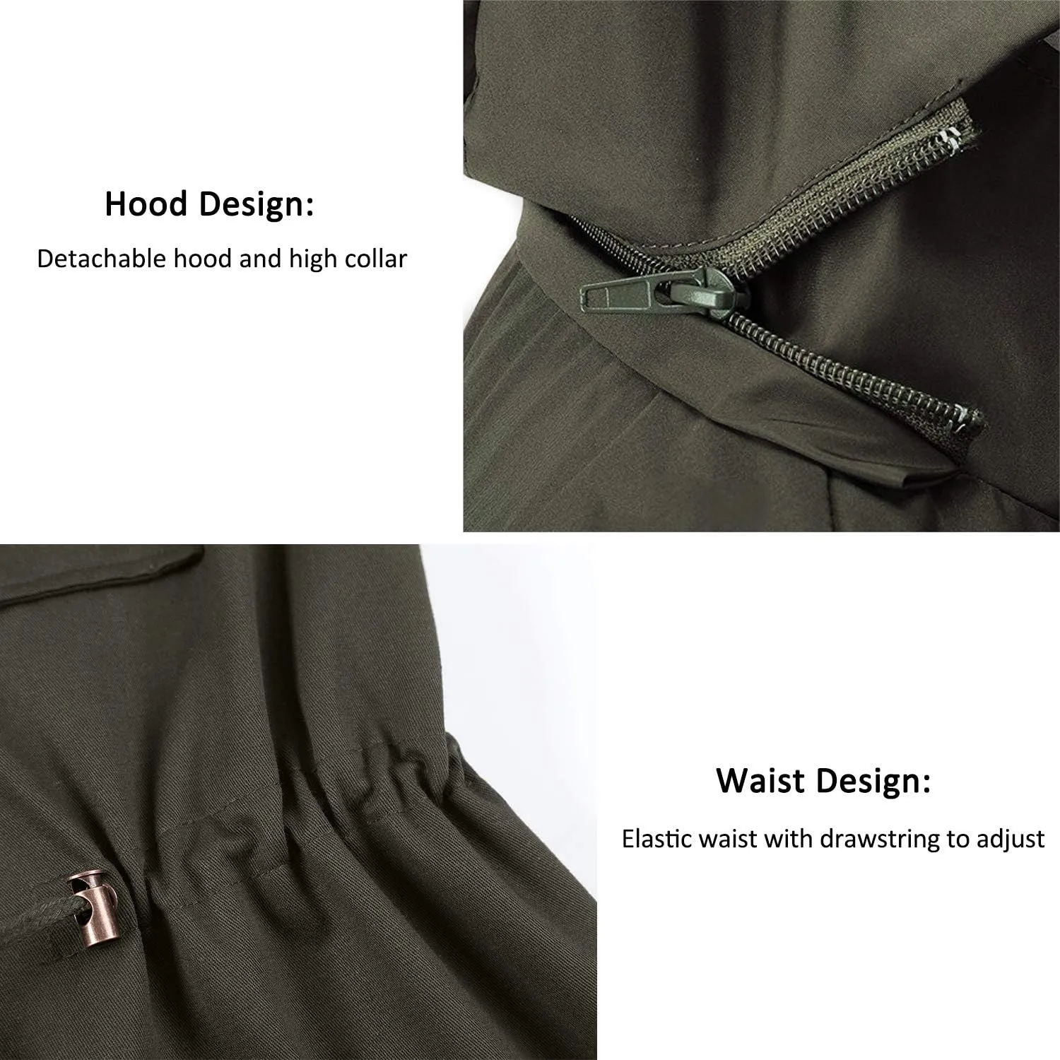 BBX Lephsnt Womens Utility Vest Drawstring Waist Military Sleeveless Jacket