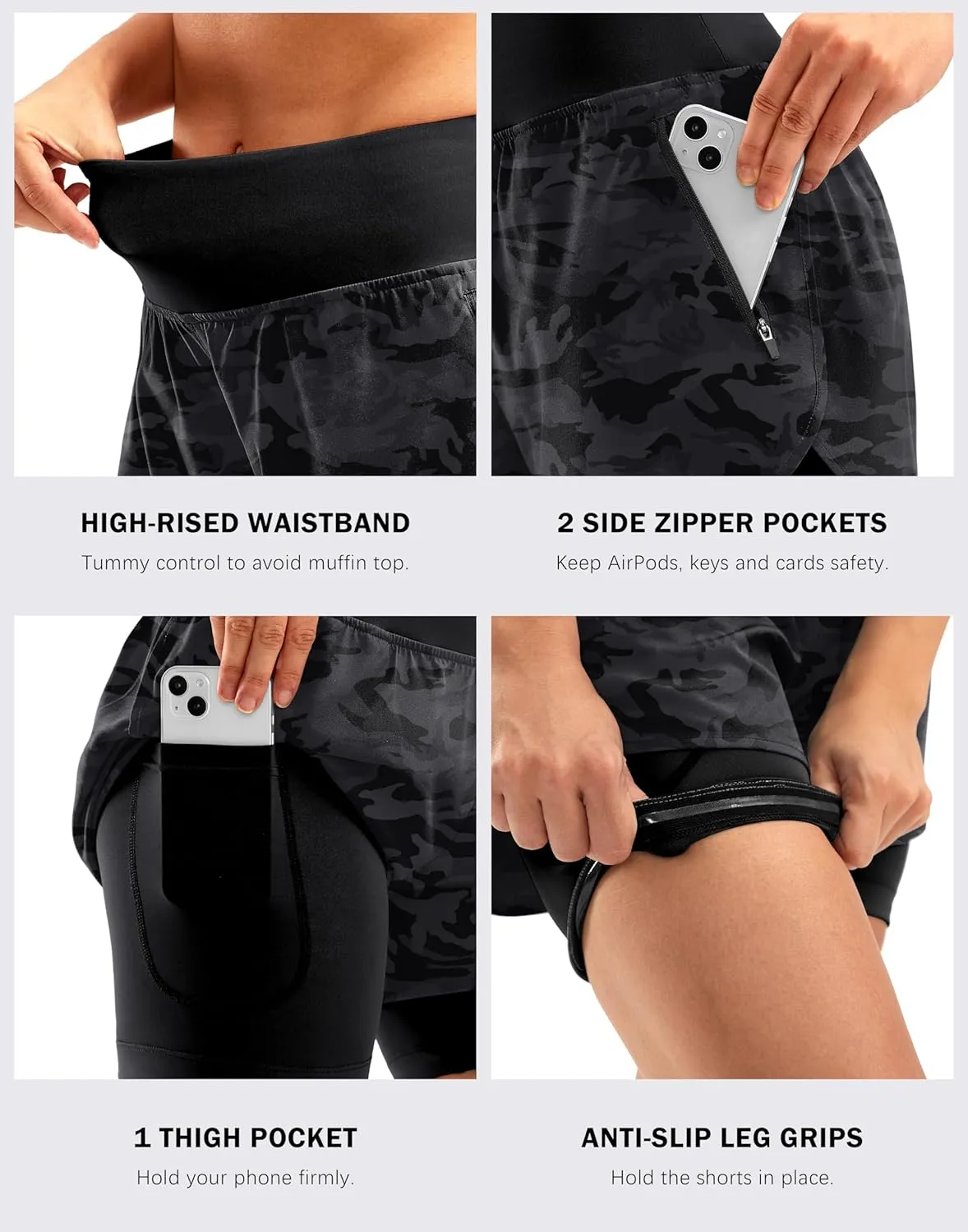 Bikewa Women's Mountain Bike Shorts 4D Padded Cycling Riding Biking Bicycle Biker Cycle Shorts for Women Zipper Pockets