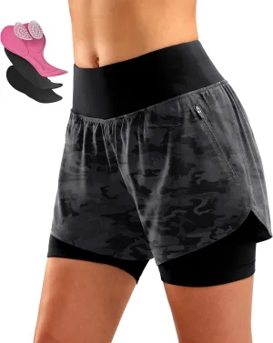 Bikewa Women's Mountain Bike Shorts 4D Padded Cycling Riding Biking Bicycle Biker Cycle Shorts for Women Zipper Pockets