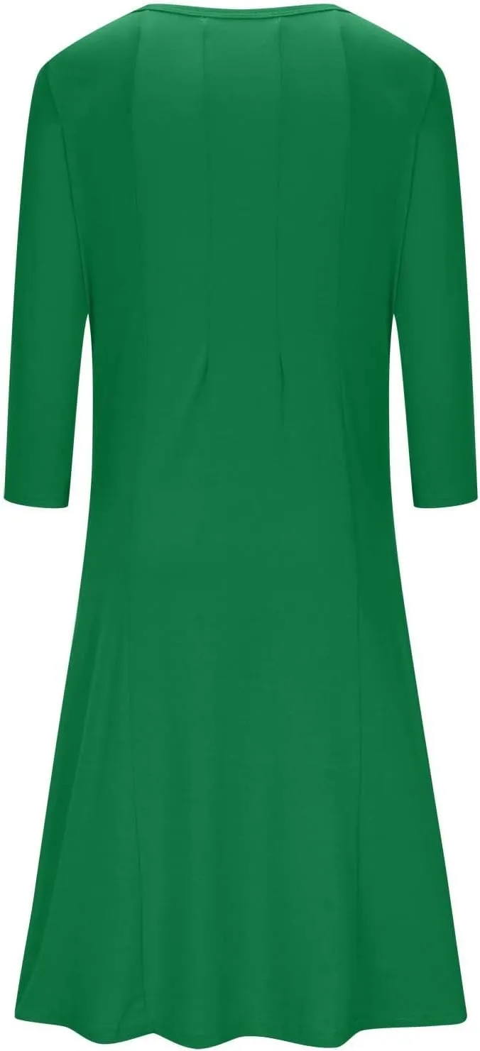 Binmer Fall Dresses for Women 3/4 Sleeve Plus Size Tshirt Dresses Casual Loose Fit Swing Winter Dresses 2024 Fashion S-3XL