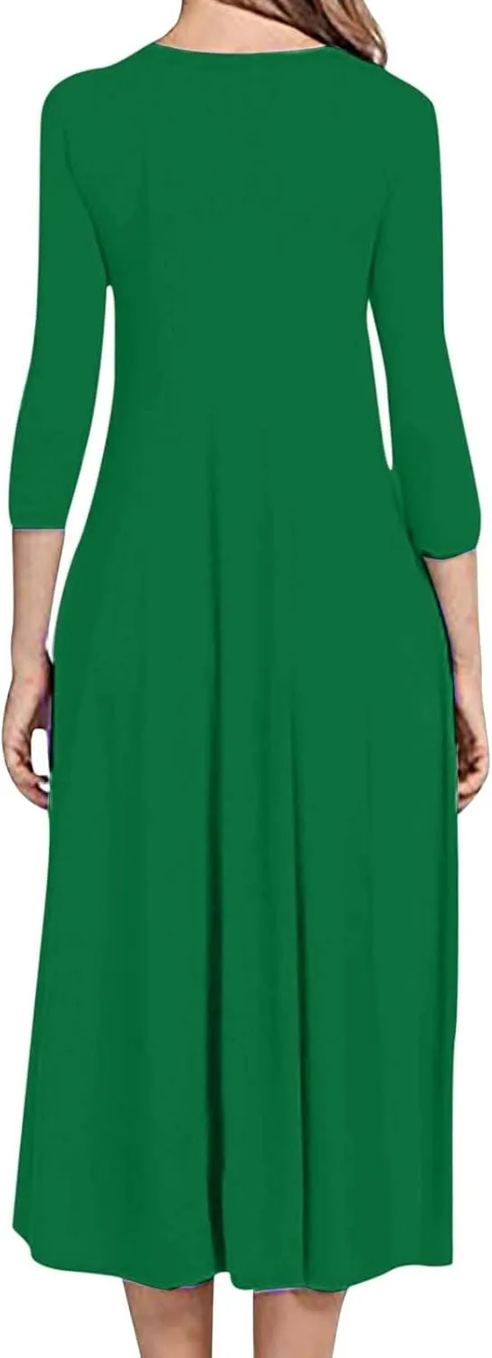 Binmer Fall Dresses for Women 3/4 Sleeve Plus Size Tshirt Dresses Casual Loose Fit Swing Winter Dresses 2024 Fashion S-3XL