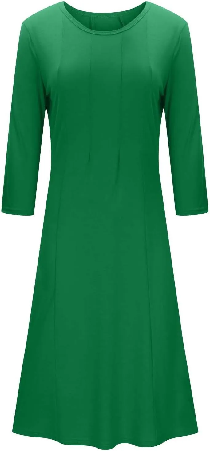 Binmer Fall Dresses for Women 3/4 Sleeve Plus Size Tshirt Dresses Casual Loose Fit Swing Winter Dresses 2024 Fashion S-3XL