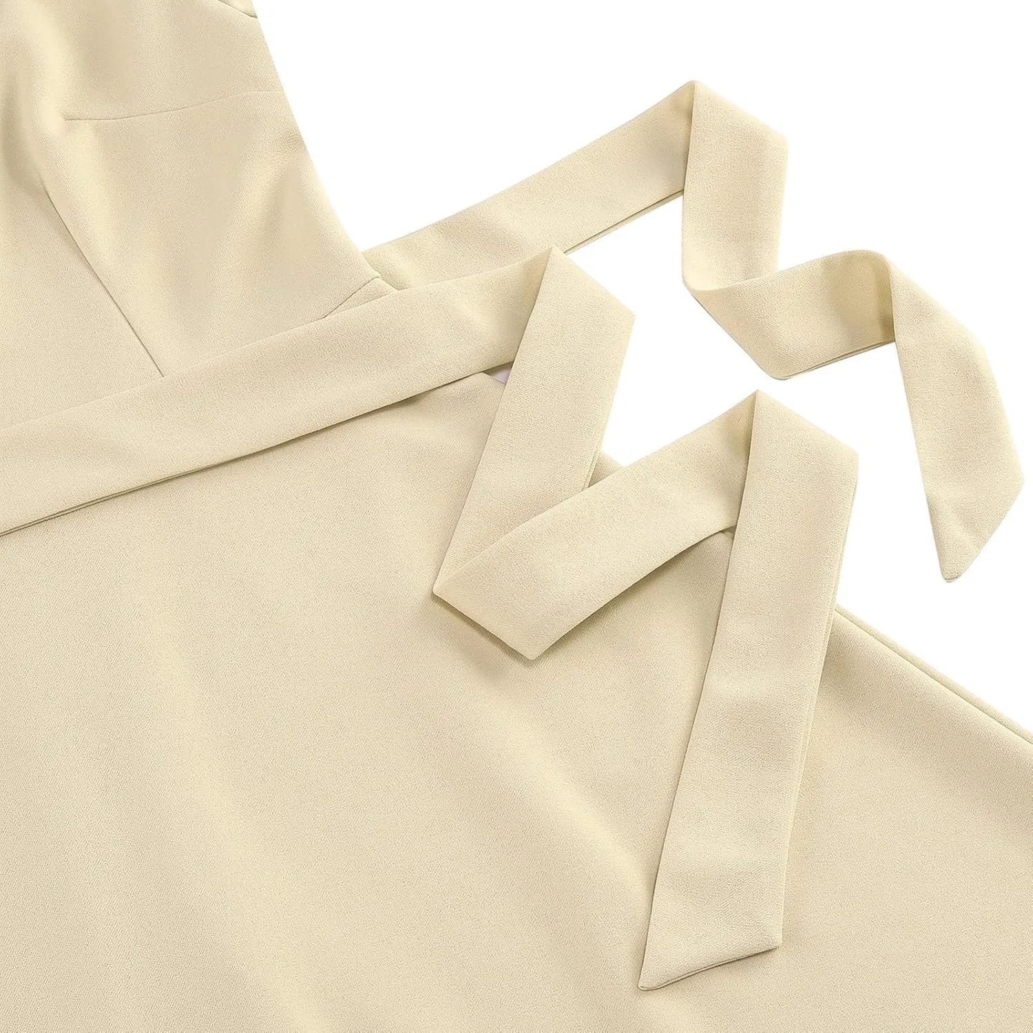 Binmer Women's V Neck Dresses Vintage 1950s Cocktail Party Dress 3/4 Ruffle Sleeves A Line Swing Midi Dress with Waist Belt