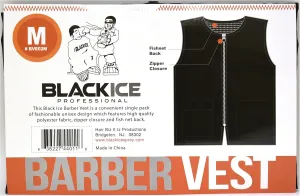 Black Ice Barber Vest Size MEDIUM BLACK Professional polyester fabric with zipper closure