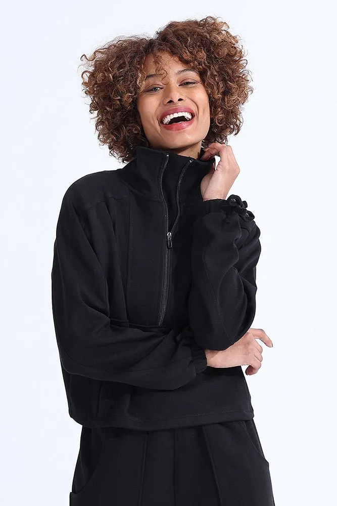 Black Modal Zip Sweatshirt
