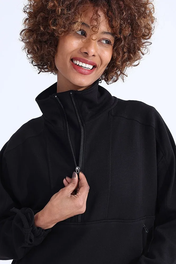 Black Modal Zip Sweatshirt
