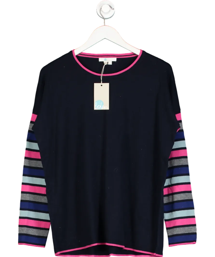 Boden Navy Blue /multi Wool/cotton Blend Jumper UK M
