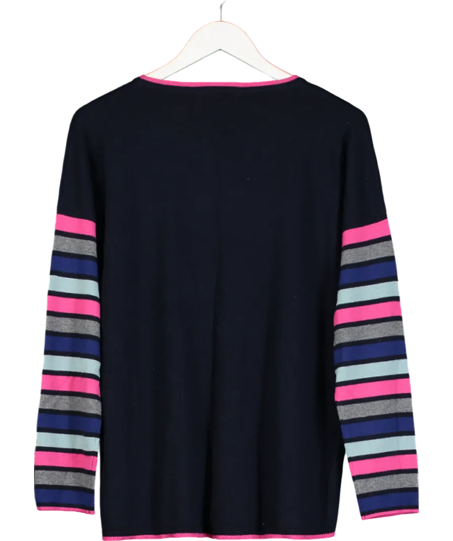Boden Navy Blue /multi Wool/cotton Blend Jumper UK M