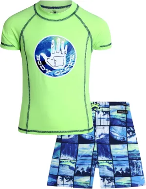 Body Glove Boys Rash Guard Set - UPF 50  Swim Shirt and Bathing Suit Trunks - Swimwear Set for Boys (4-12)
