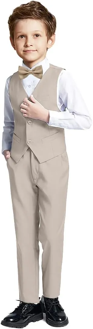 Boys 4-Pieces Suits Slim Fit Kids Outfits Vest Dress Pants Sets Formal Suit for Boy