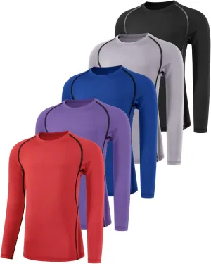 Boys' Compression Shirts Youth Long Sleeve Football Baseball Undershirt Sports Quick Dry Athletic Baselayer