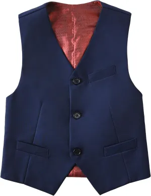 Boys Suit Vest Kids Formal Waistcoat Vest with Pockets Adjustable Back Strap Vest for Wedding Piano Performance