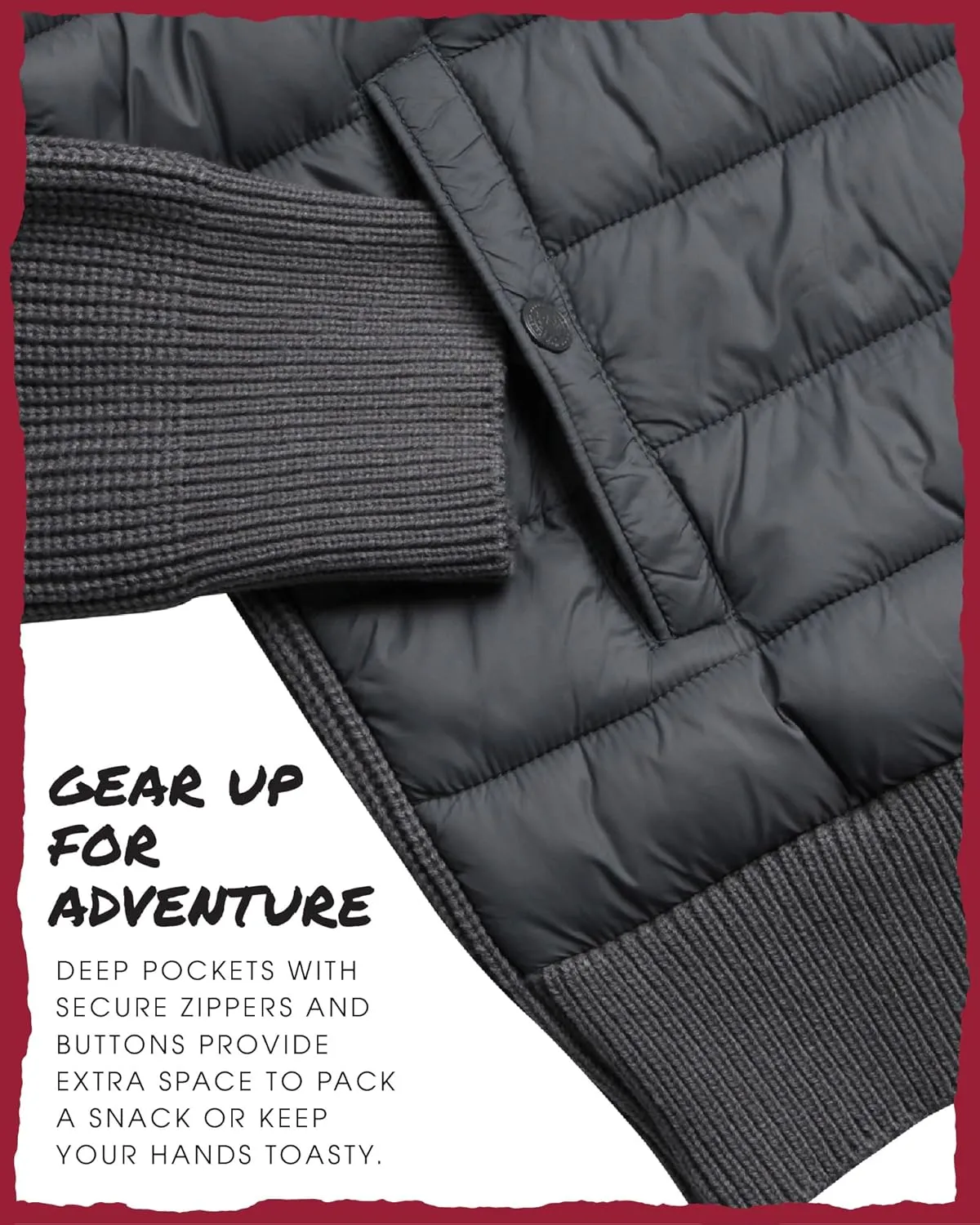 CANADA WEATHER GEAR Men's Quilted Sweater Vest - Water Resistant Full Zip Up Hooded Puffer Winter Jacket (Sizes: M-XXL)