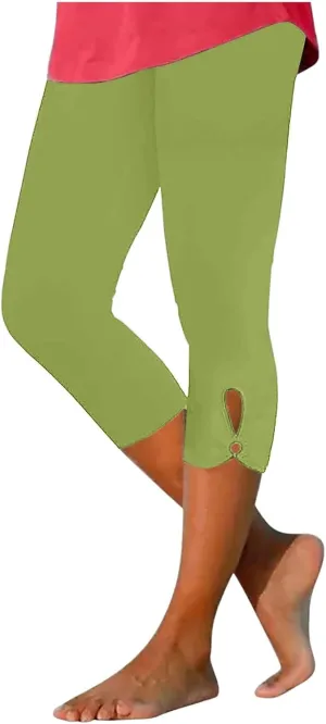 Capri Leggings for Women 2025 Summer Stretch Plus Size High Waisted Soft Casual Workout Yoga Pants with Pockets