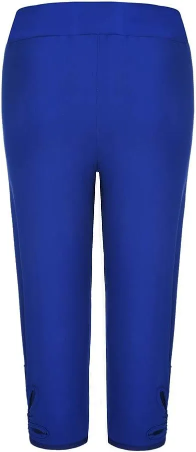 Capri Leggings for Women Summer Tummy Control High Waist Hollow Out Capris Leggings Stretchy Workout Yoga Pants
