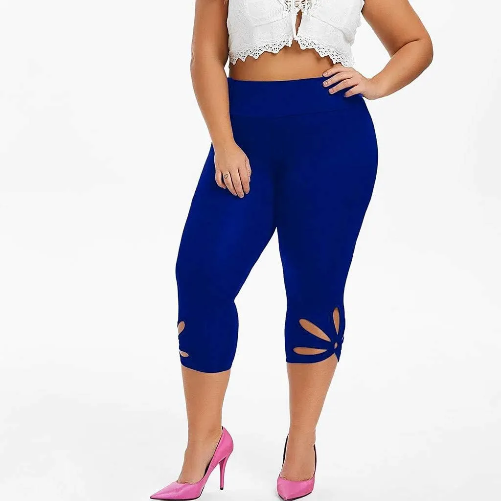 Capri Leggings for Women Summer Tummy Control High Waist Hollow Out Capris Leggings Stretchy Workout Yoga Pants