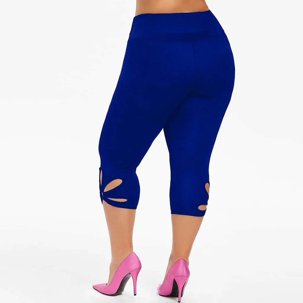 Capri Leggings for Women Summer Tummy Control High Waist Hollow Out Capris Leggings Stretchy Workout Yoga Pants