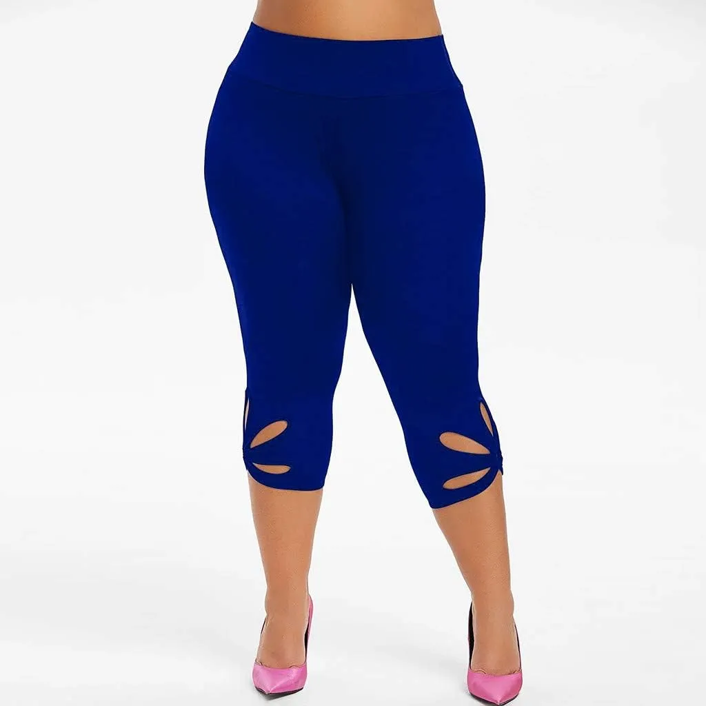 Capri Leggings for Women Summer Tummy Control High Waist Hollow Out Capris Leggings Stretchy Workout Yoga Pants
