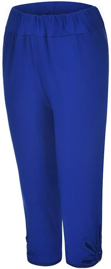 Capri Leggings for Women Summer Tummy Control High Waist Hollow Out Capris Leggings Stretchy Workout Yoga Pants