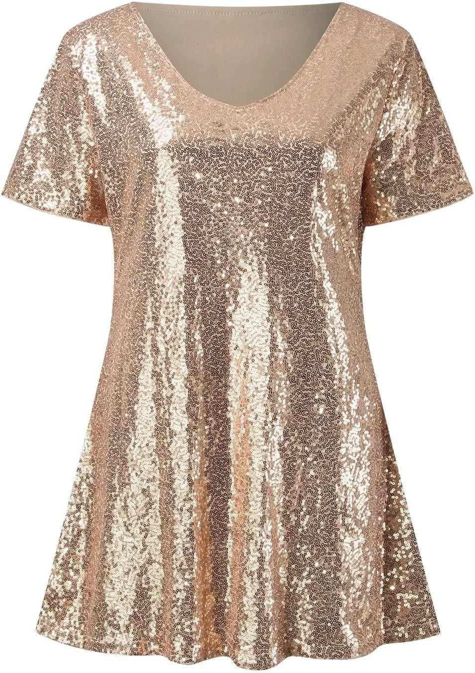 Casual Dresses for Women 2024 Sequin Dress for Short Sleeve Crewneck Sparkly Glitter Boho Dresses